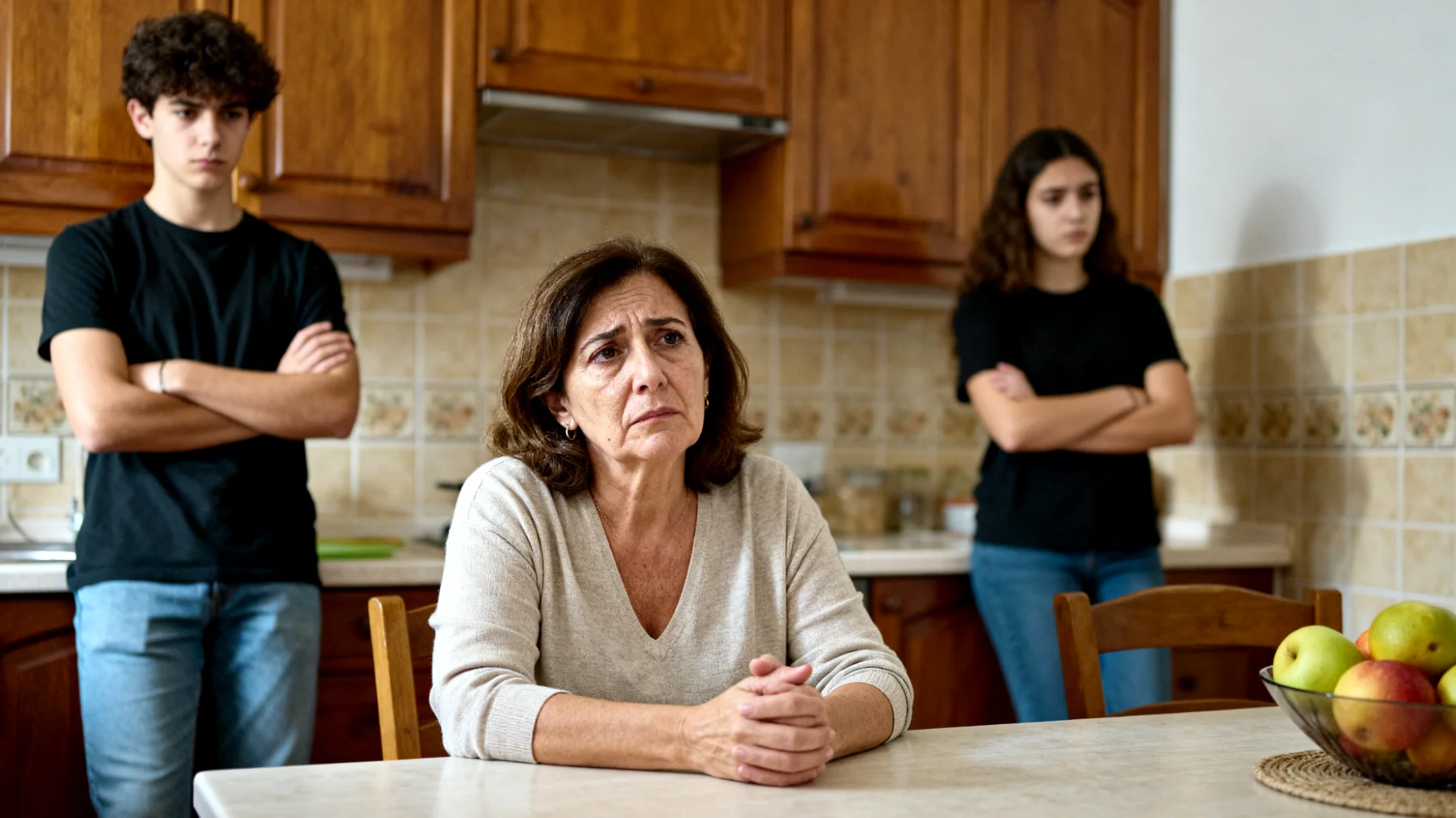 Una mamma si trova in difficoltà nel gestire il rapporto con i suoi figli giovani adulti a causa di visioni del mondo molto diverse, con incomprensioni su scelte di vita, valori, priorità lavorative e stili di vita che creano distanza emotiva e conversazioni tese"